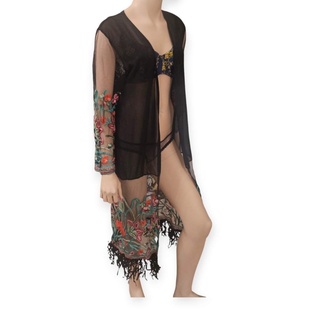 Open Embroidered Robe - Picture 4 of 11